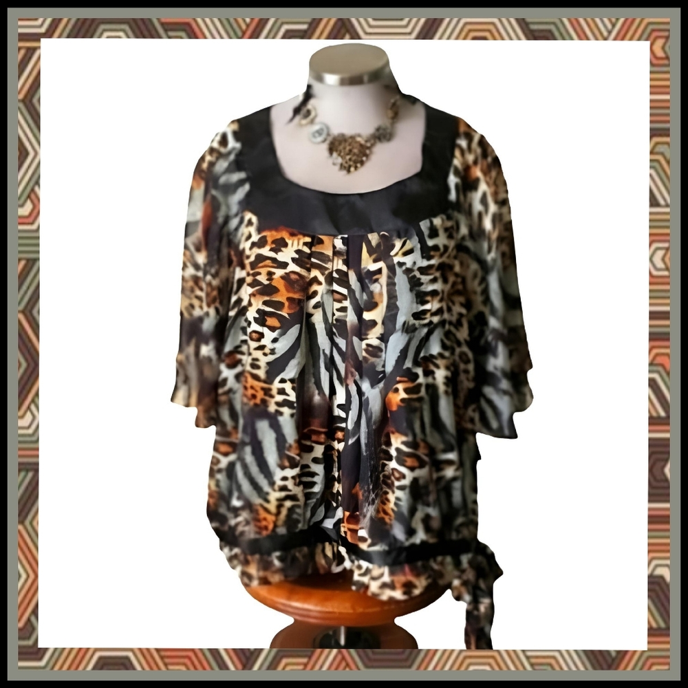 MADISON PAIGE II ☆ ABSTRACT TIGER ☆ TIE TOP w/Cami ☆ 3x ☆ NWT